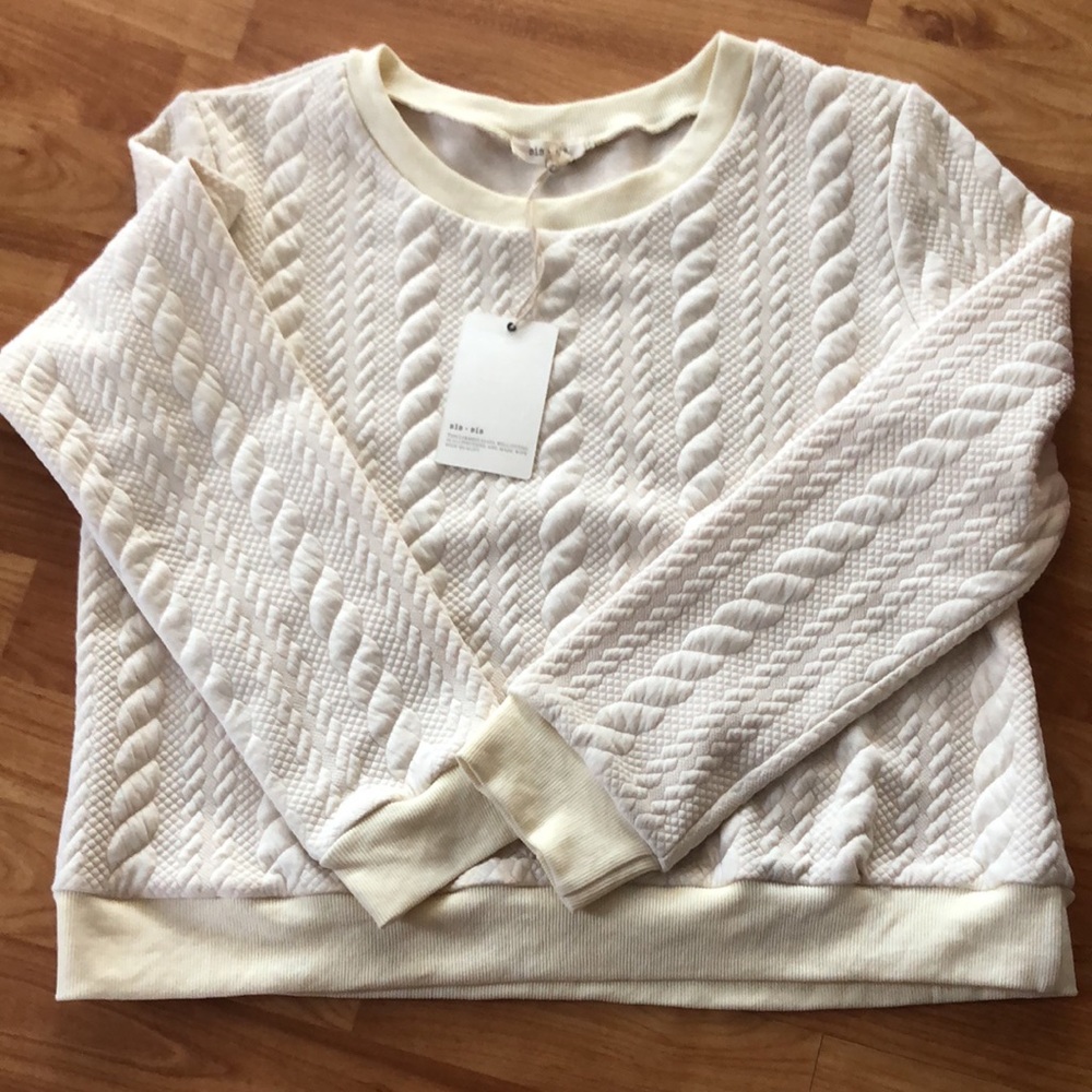 Sis + Sis Cream Cable-Knit sweatshirt